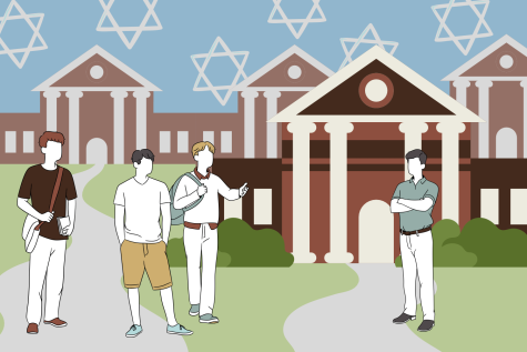 Graphic depicting antisemitism during fraternity recruitment at Vanderbilt in the 1960s. (Hustler Multimedia/Amelia Simpson)