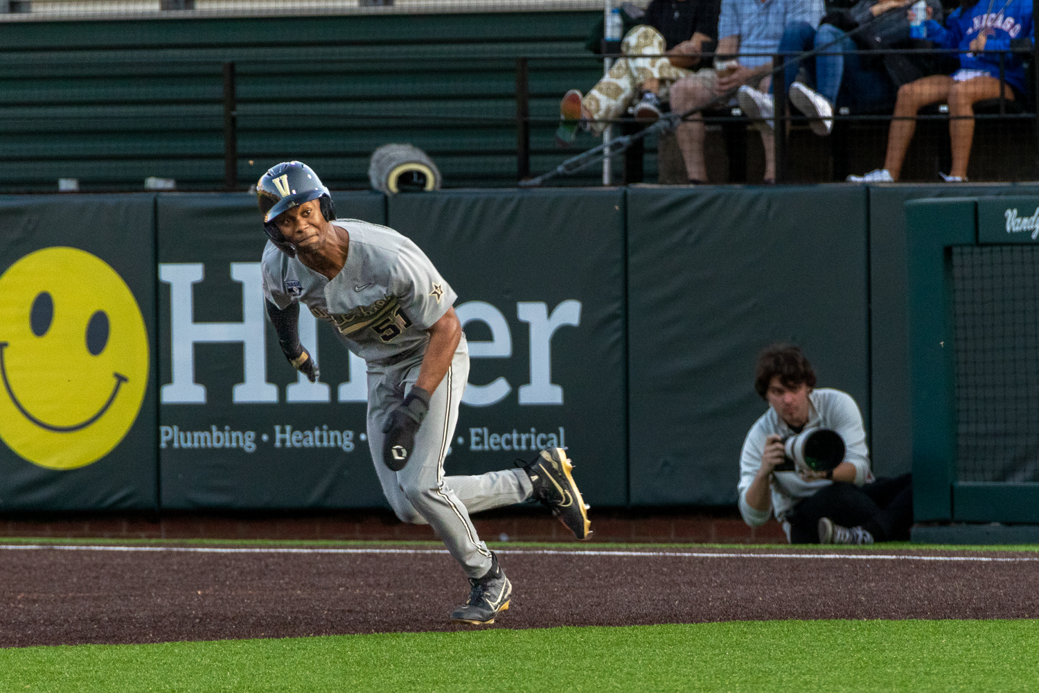 Vanderbilt player Matthew Polk competes during an NCAA baseball