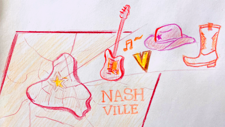 Graphic depicting the heart of Nashville. (Hustler Staff/Sandra Ye)