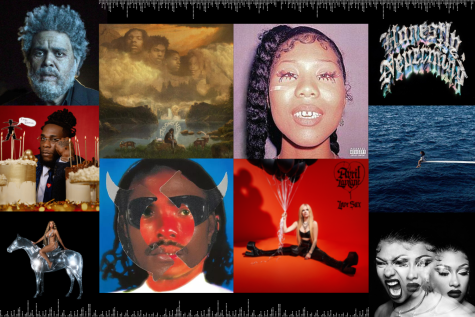 Graphic depicting the 10 mentioned album covers. (Hustler Multimedia/Lexie Perez)