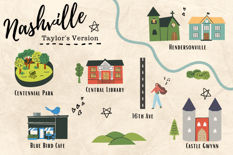 Graphic depicting a map with several Nashville locations. (Hustler Multimedia/Lexie Perez)