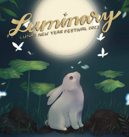 "Luminary" graphic depicting a rabbit on Earth looking up to the moon. (Graphic courtesy of Vanderbilt AASA)