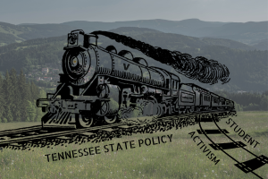 Graphic depicting the intersection of Tennessee legislation and student activism.