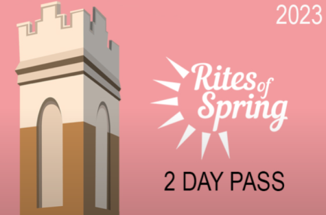 Graphic posted on Ticketweb of Kirkland Hall with the words “Rites of Spring 2 day pass,” as captured on March 24, 2023. (Hustler Staff/Jorie Fawcett)