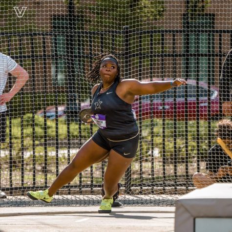 Veronica Fraley broke a school record and was the SEC discus champion over the weekend (Vanderbilt Athletics).