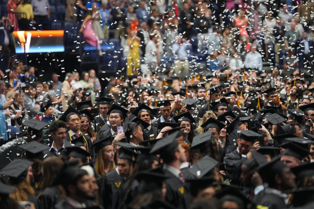 Class of 2023 students at their commencement ceremony, as photographed on May 12, 2023. (Photo courtesy of Vanderbilt University)
