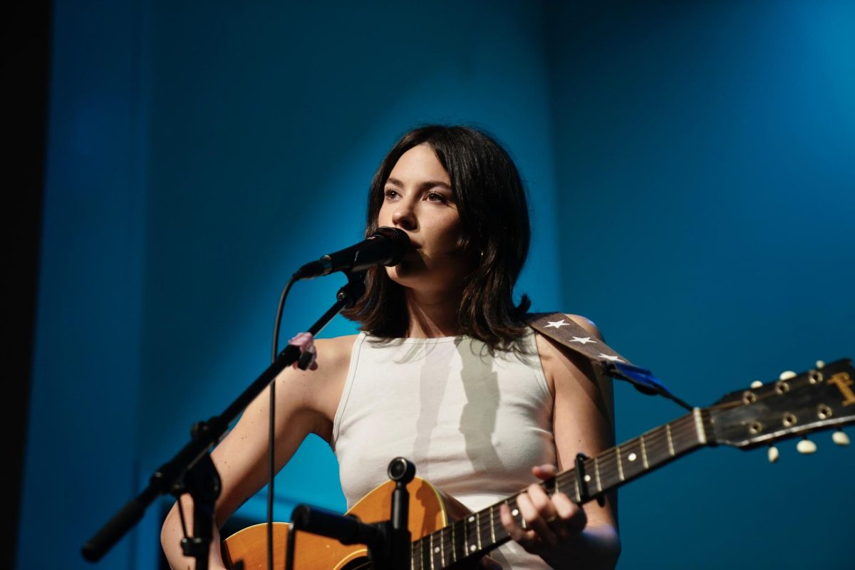 Gracie Abrams plays guitar at Riverside Revival, as captured on Sept. 11, 2023. (Hustler Multimedia/Sara West)
