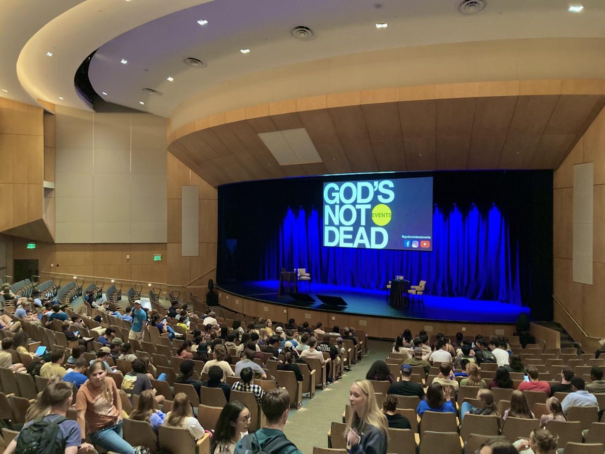 The God’s Not Dead seminar hosted by ENC Vanderbilt in Langford Auditorium, as photographed on Sept. 18, 2023. (Hustler Staff/Parker Smith)
