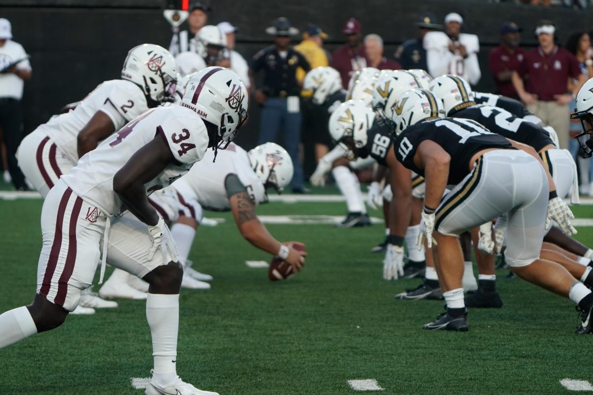 The Vanderbilt defensive line during the game against the Alabama A&M Bulldogs, as photographed on Sept. 2, 2023. (Hustler Multimedia/Anseley Philippe)