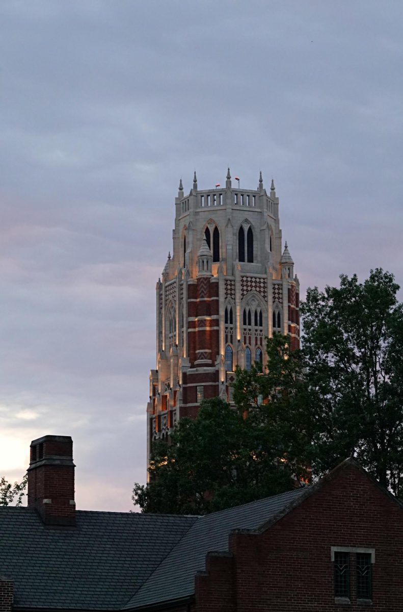 Zeppos Tower against the colorful sky, photographed on Sept. 6, 2023. (Hustler Multimedia/Abby Hoelscher)