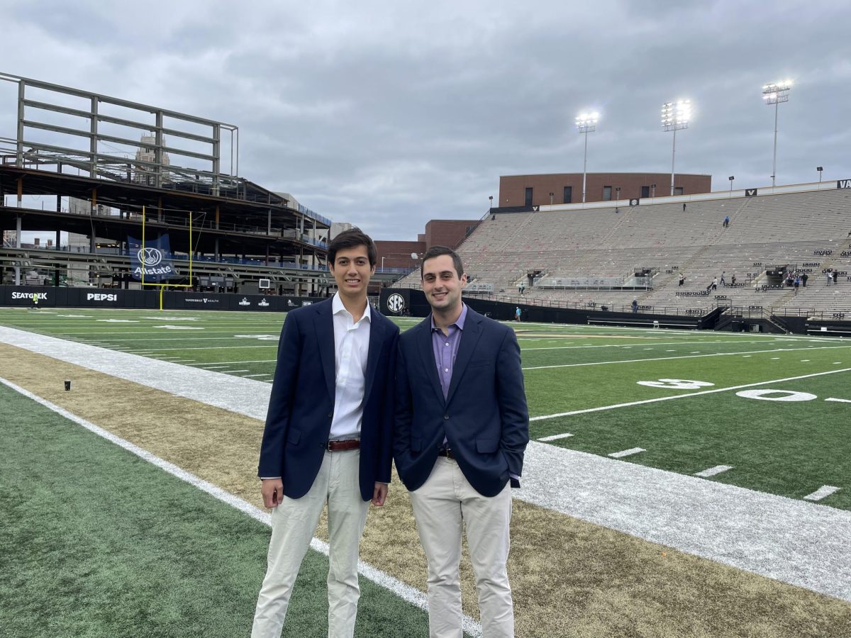 Henry Oelhafen (left) and Andrew Wilf (right) broke down Vanderbilt’s loss to Kentucky. (Hustler Multimedia/Barrie Barto)
