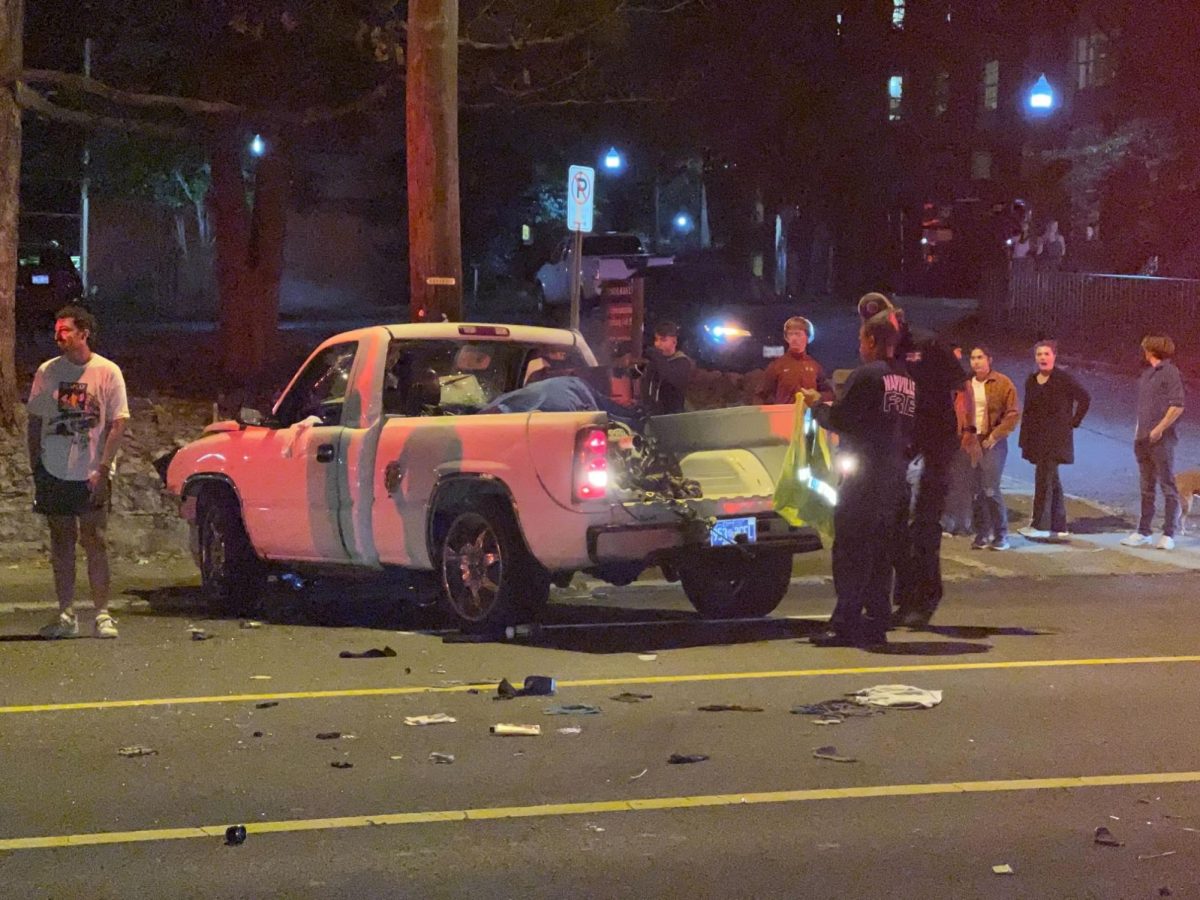 A photo of the vehicle hit on 21st Ave, as photographed on Oct. 23, 2023. (Hustler Staff/Jorie Fawcett)