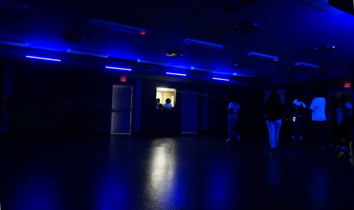 Interior with the fluorescent blue lighting of the NPHC event, as captured on Oct. 13, 2023. (Hustler Multimedia/George Albu)
