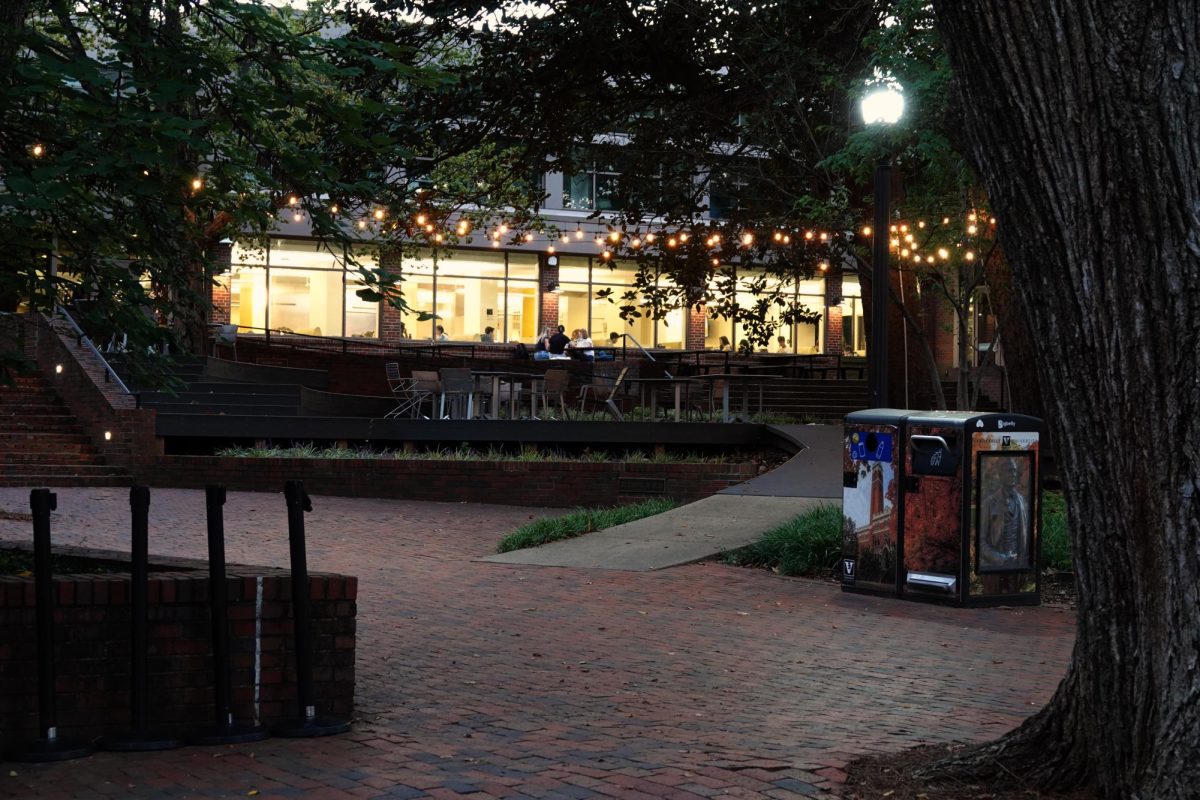 Outside Rand Dining Center at evening time, as photographed on Sept. 6, 2023. (Hustler Multimedia/Abby Hoelscher)
