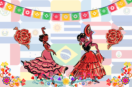 A graphic depicting various traditions for Latin American and Hispanic Heritage Month. (Hustler Multimedia/Sofia El-Shammaa)