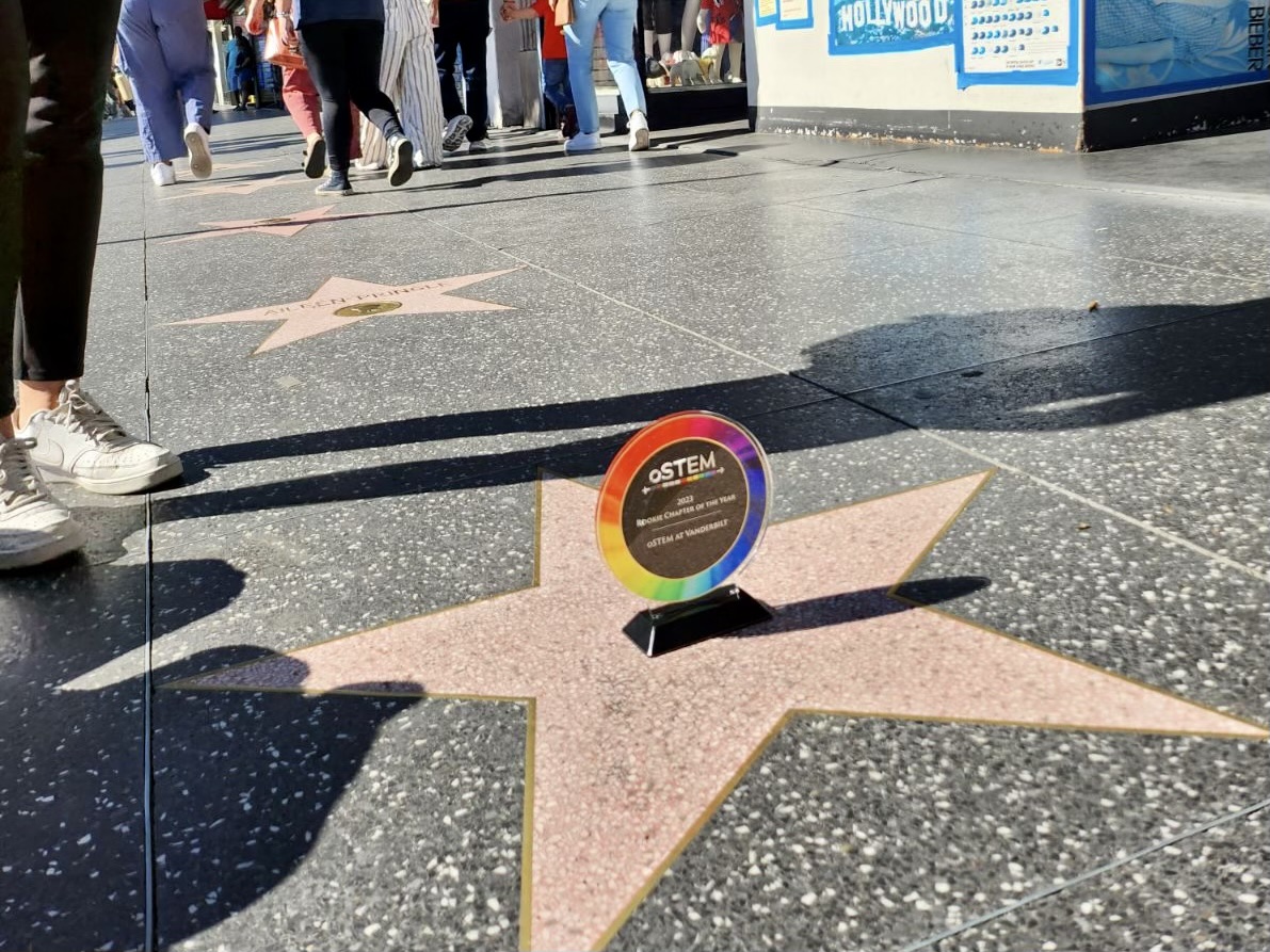 oSTEM Rookie Chapter of the Year award on the Hollywood Walk of Fame, as photographed on Nov. 12, 2023. (Photo courtesy of Leo Huang)