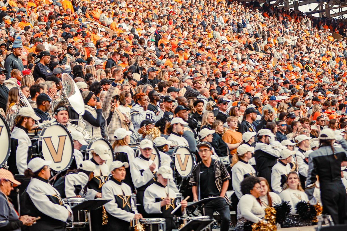 The Vanderbilt band watches during their game vs University of Tennessee, as photographed on November 25, 2023. (Hustler Multimedia/Josh Rehders)