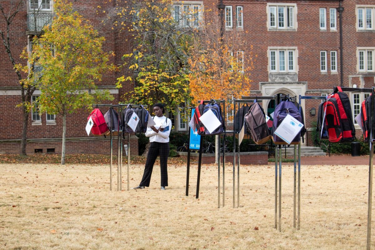 A student views the Send Silence Packing exhibit, as photographed on Nov. 14, 2023. (Photo courtesy of Siyoung Park)