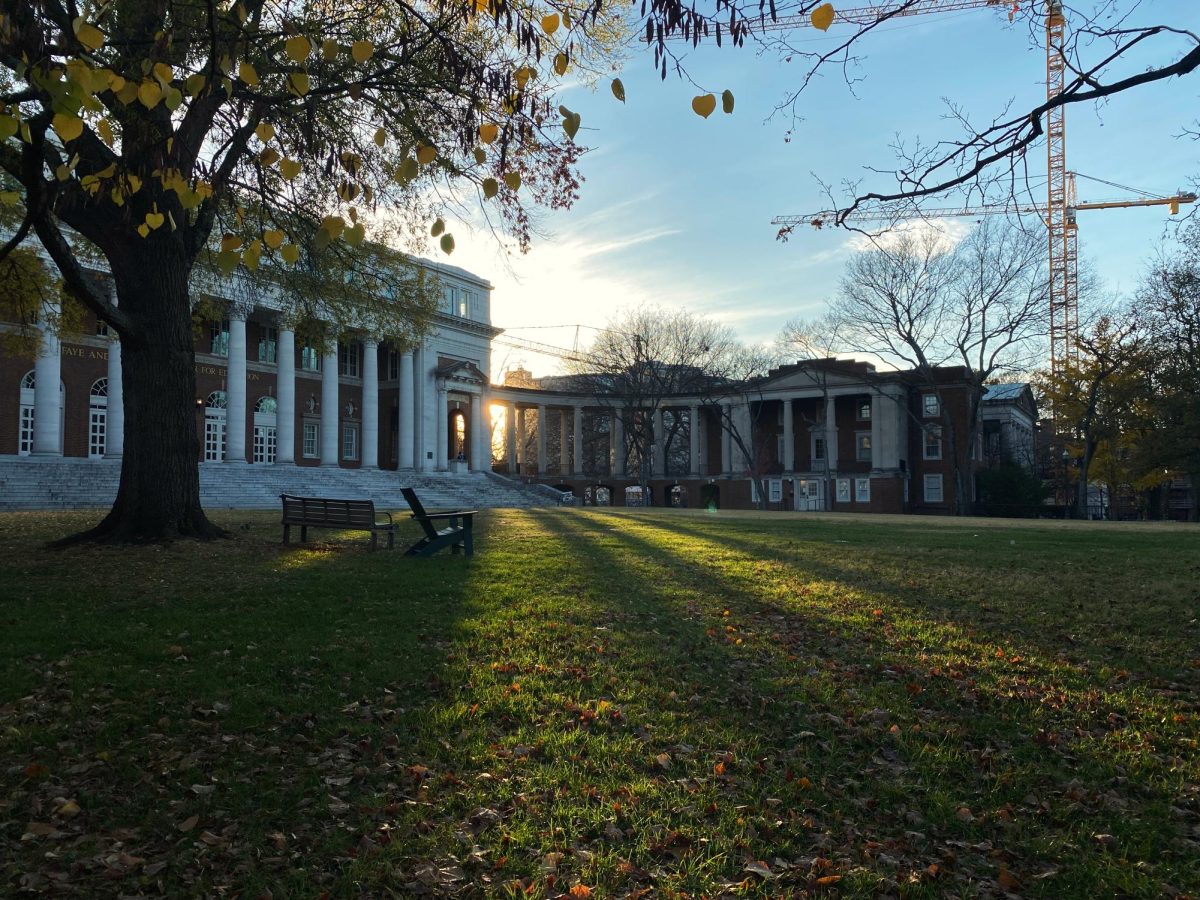 A photograph of a sunset on Peabody Lawn, as captured on Nov. 20, 2023. (Hustler Multimedia/George Albu)