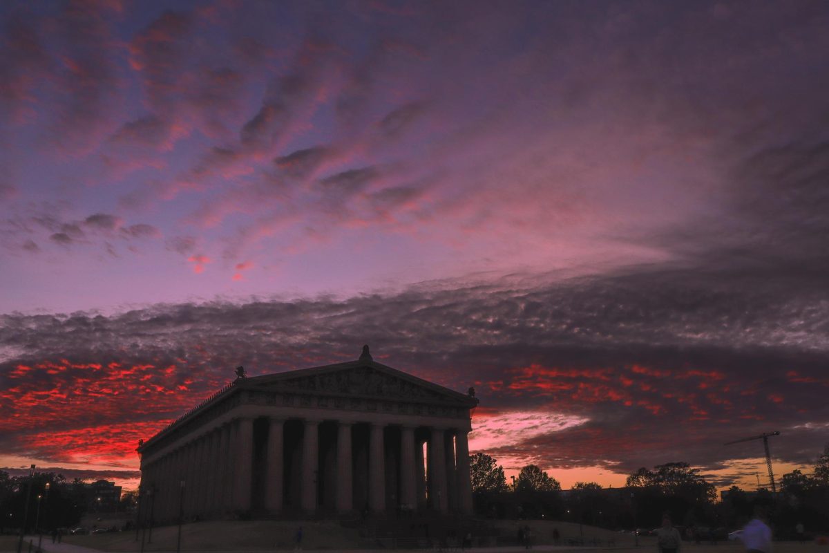 The Parthenon at sunset in Centennial Park, as photographed on Nov. 11, 2023. (Hustler Multimedia/Sean Onamade)
