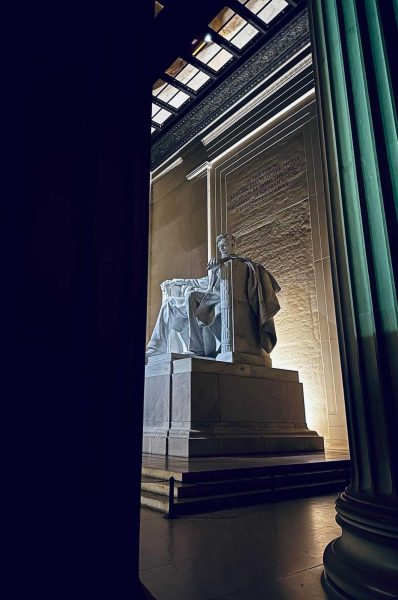The statue of Abraham Lincoln located in the Lincoln Memorial building in Washington, as photographed on Jan. 3, 2024. (Hustler Multimedia/Lyton Mhlanga)