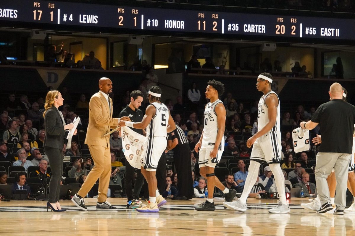 Players walk off the court during Vanderbilts game against Missouri as photographed on Feb. 3, 2024. (Hustler Multimedia/Lana English)