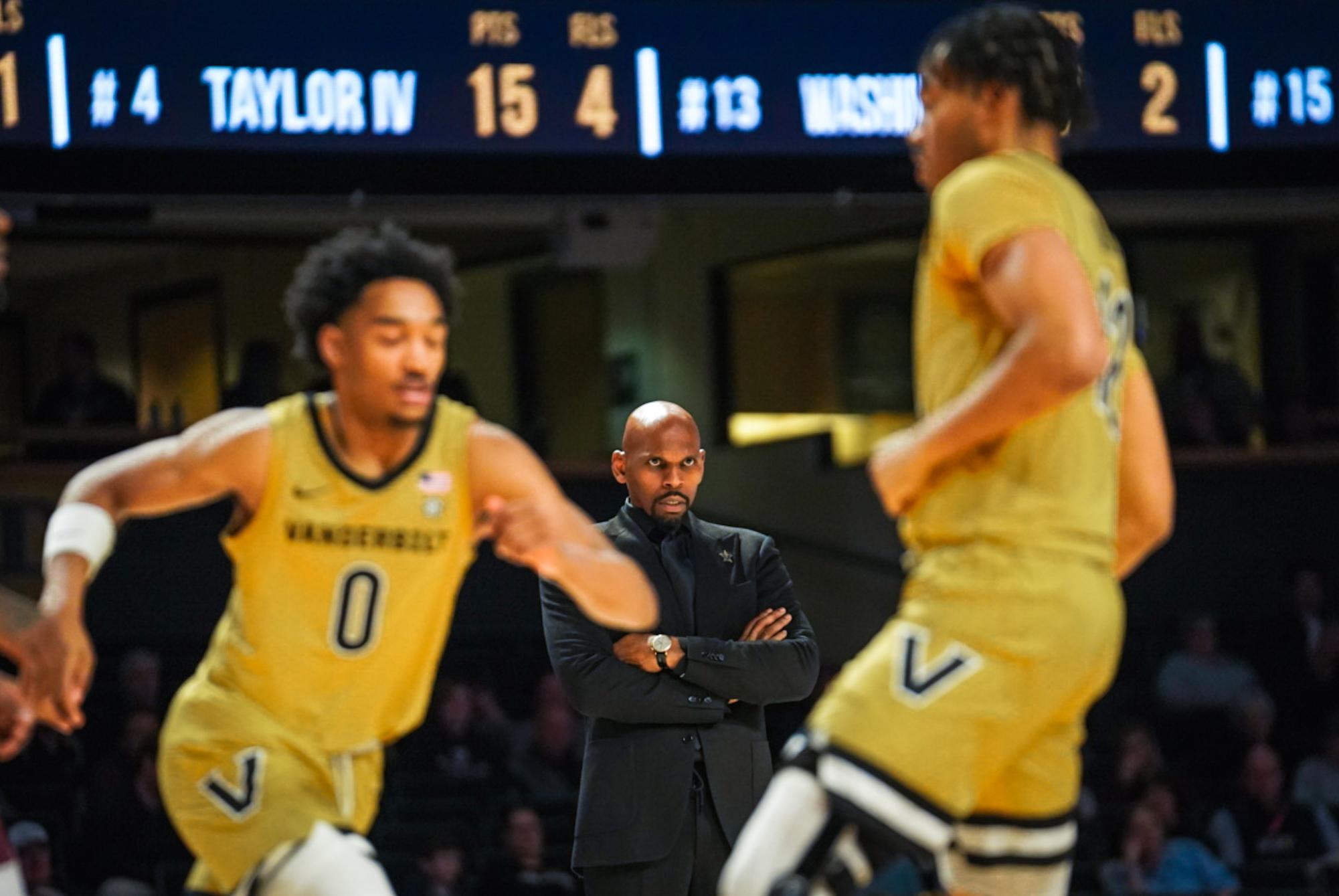 Jerry Stackhouse looks at the court when Vanderbilt played Texas A&M, as photographed on Feb. 21, 2024. (Hustler Multimedia/Nikita Rohila)