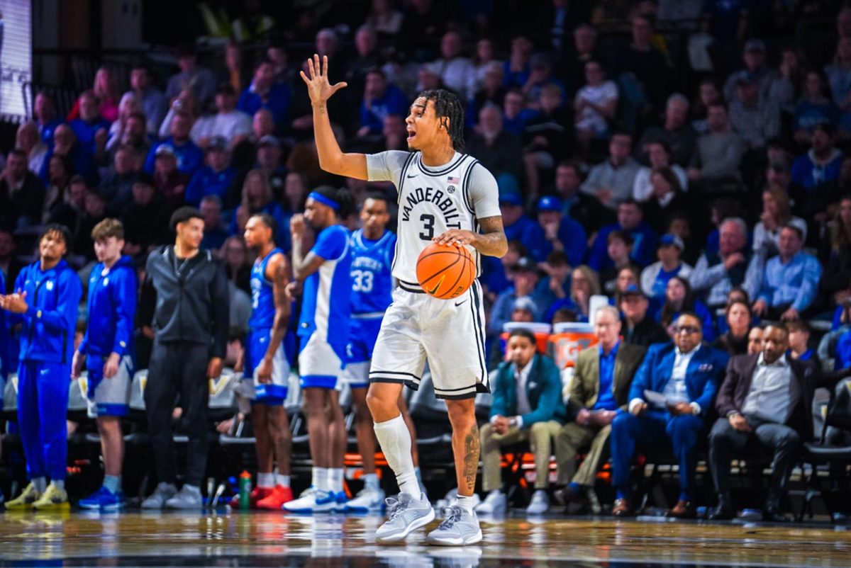 Paul Lewis signals to teammates during the game against Kentucky, as photographed on Feb. 6, 2024. (Hustler Multimedia/Nikita Rohila)