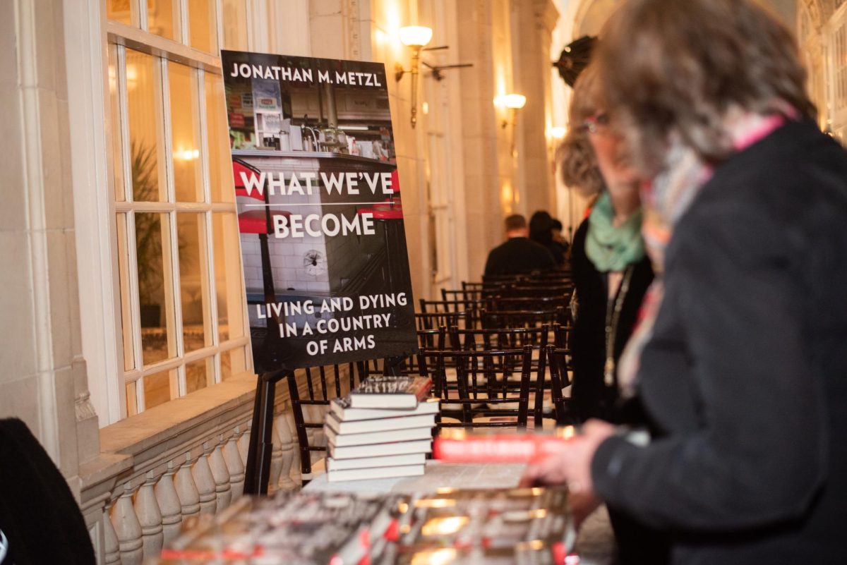 A poster featuring Jonathan Metzl’s recently published book “What We’ve Become” at his national book launch held in the Hermitage Hotel, as photographed on Jan. 31, 2024. (Photo courtesy of Nathan Morgan Photography)