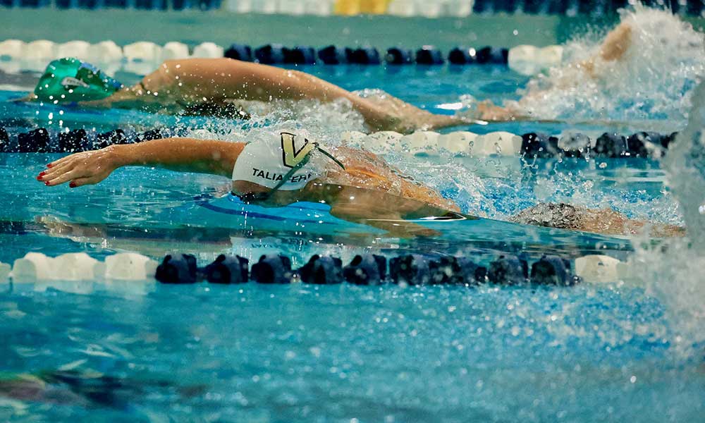 Ellie Taliaferro swimming freestyle, as photographed on Feb. 2, 2024. (Vanderbilt Athletics)