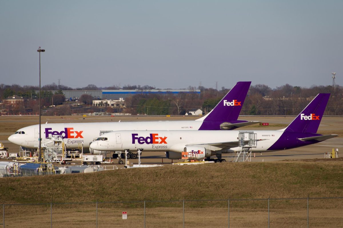 An Airbus A300F4-605R (N673FE) sits alongside a Boeing 757-2Q8SF (N996FD) at the FedEx cargo apron of Nashville International Airport, captured on Feb. 17, 2024. (Hustler Multimedia/Royce Yang)