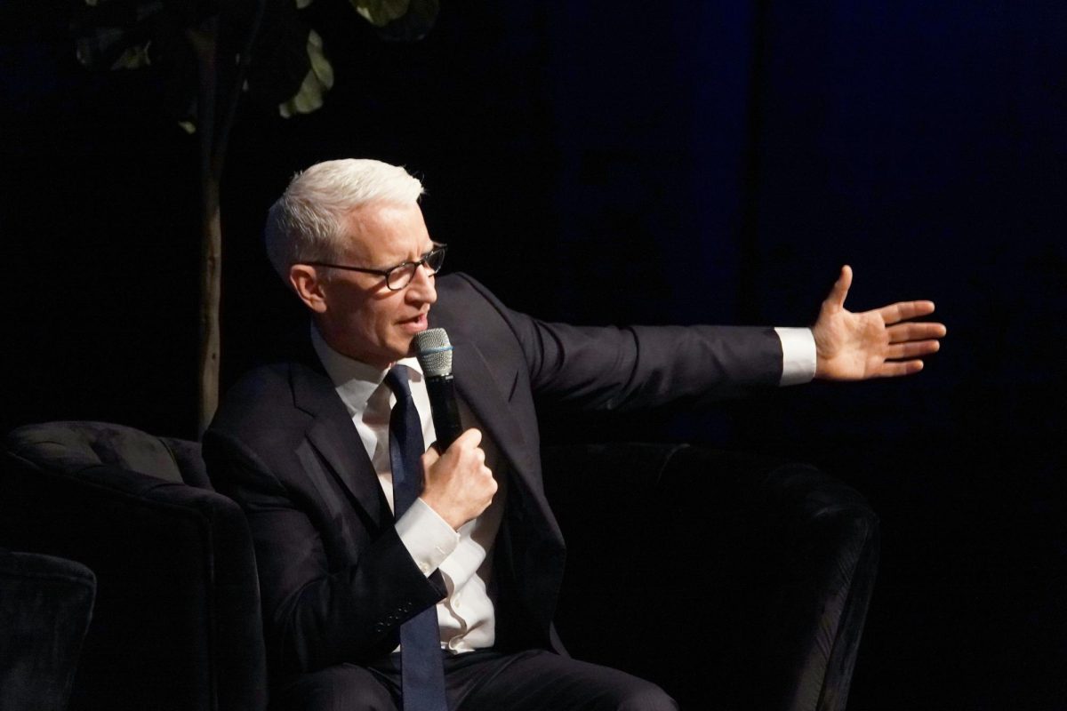 Photograph of Anderson Cooper while having his arm extended, as photographed on March 21, 2024. (Hustler Multimedia/George Albu)
