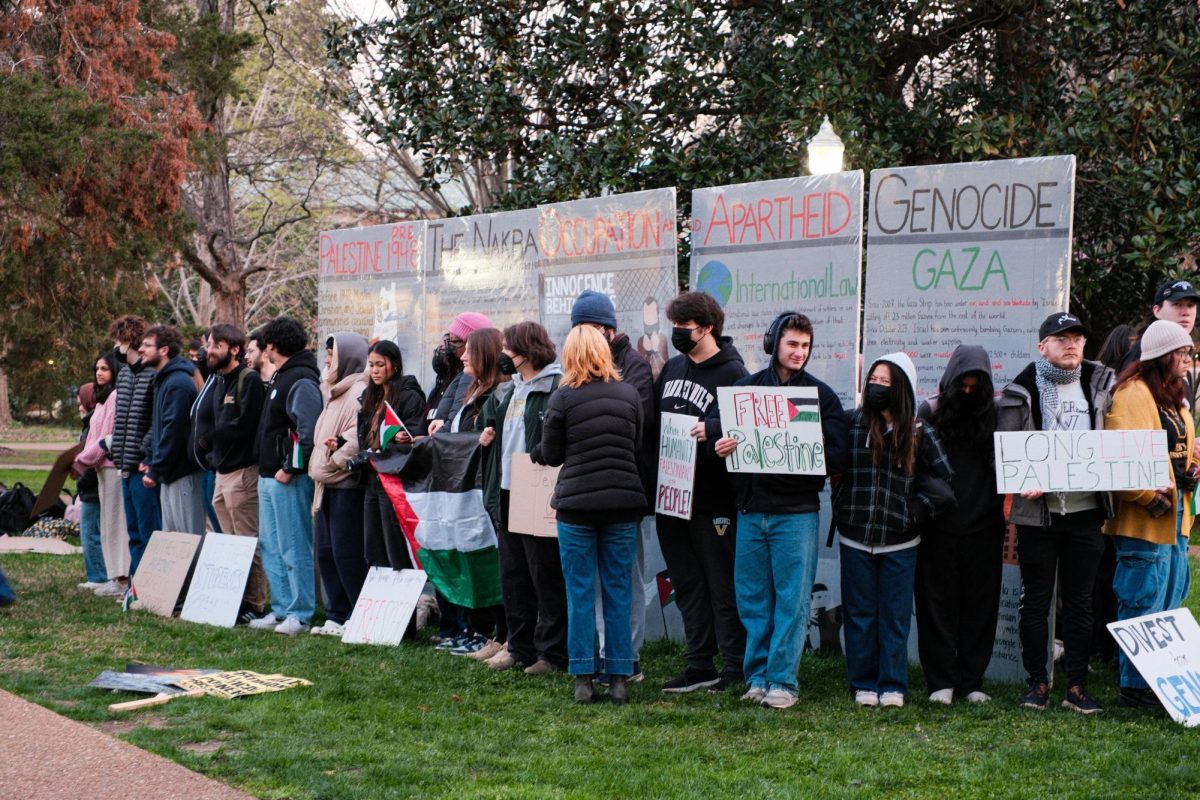 Students demonstrate at Apartheid Wall, as photographed on March 18, 2024. (Hustler Multimedia/Nafees-ul Haque)