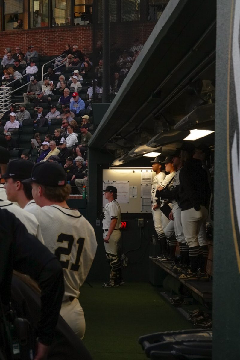 The VandyBoys in their dugout in their game against Missouri, as photographed on March 29, 2024. (Hustler Multimedia/Sofia Healy)