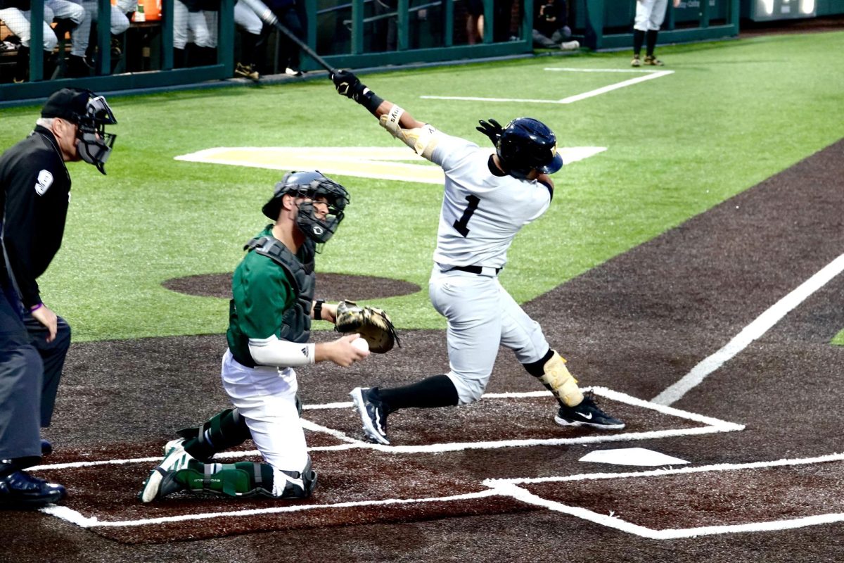 Matthew Polk swinging at home plate, as photographed on March 5, 2024. (Hustler Multimedia/Chloe Pryor)
