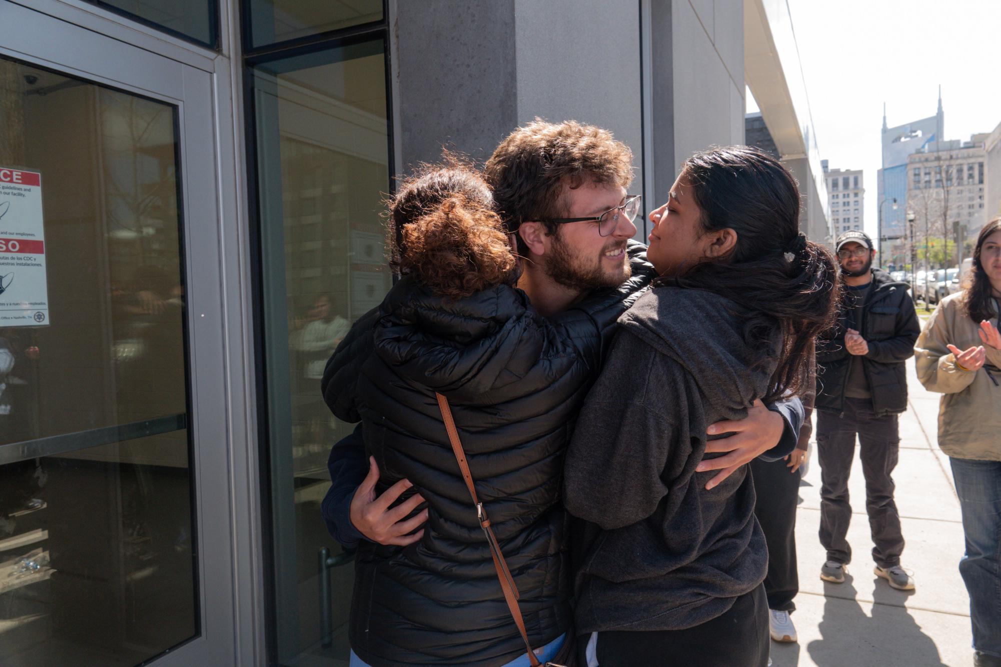 A student is released from the Downtown Detention Center, as photographed on March 27, 2024 (Hustler Staff/Katherine Oung)