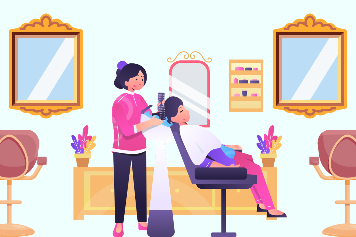 Graphic depicting a person getting hair done at a salon. (Hustler Multimedia/Zarrin Zahid) 