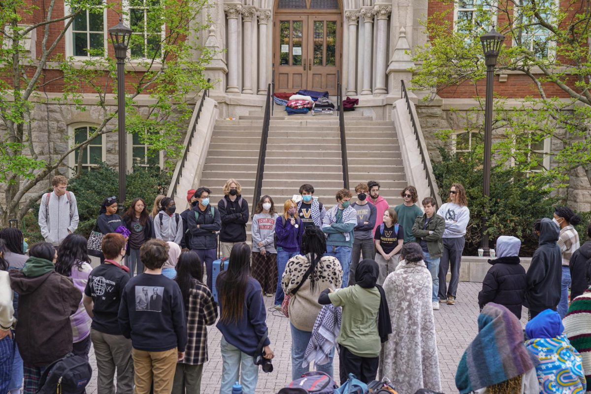 Students gather in a send-off protest at Kirkland Hall, as photographed on March 27, 2024. (Hustler Multimedia/Josh Rehders)