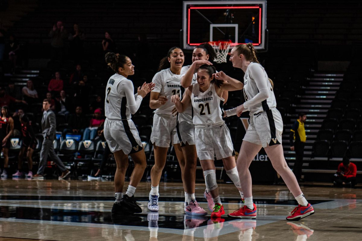 Bella LaChance celebrates with teammates after scoring against Georgia, as photographed on March 3, 2024. (Hustler Multimedia/Savannah Walske)