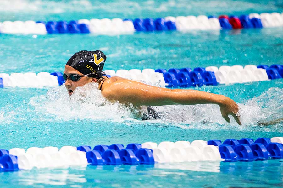 Kailia Utley swimming butterfly, as photographed on March 23, 2024. (Vanderbilt Athletics)