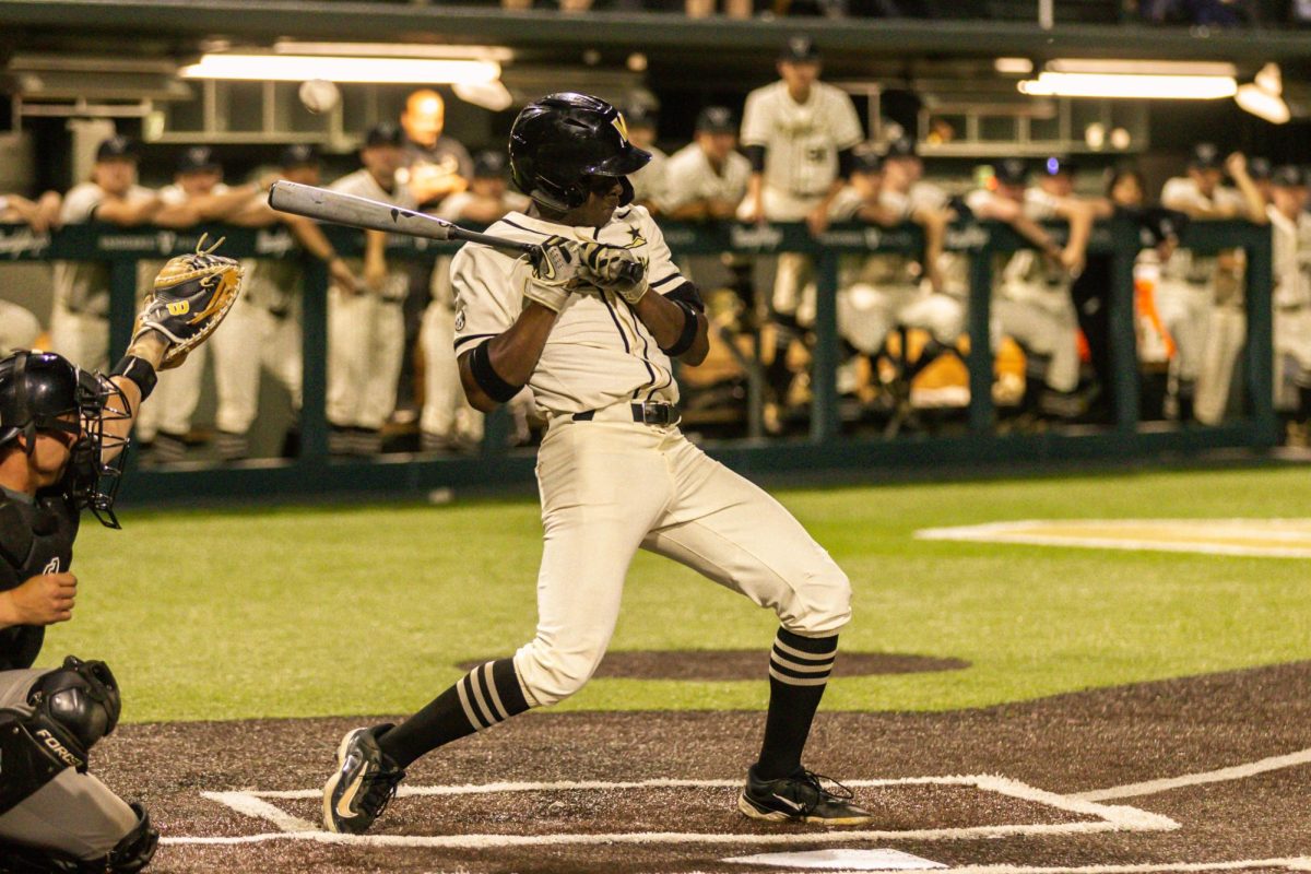 RJ Austin is hit by a pitch to walk off Vanderbilts game against Tennessee Tech, as photographed on April 30, 2024. (Hustler Multimedia/Josh Rehders)