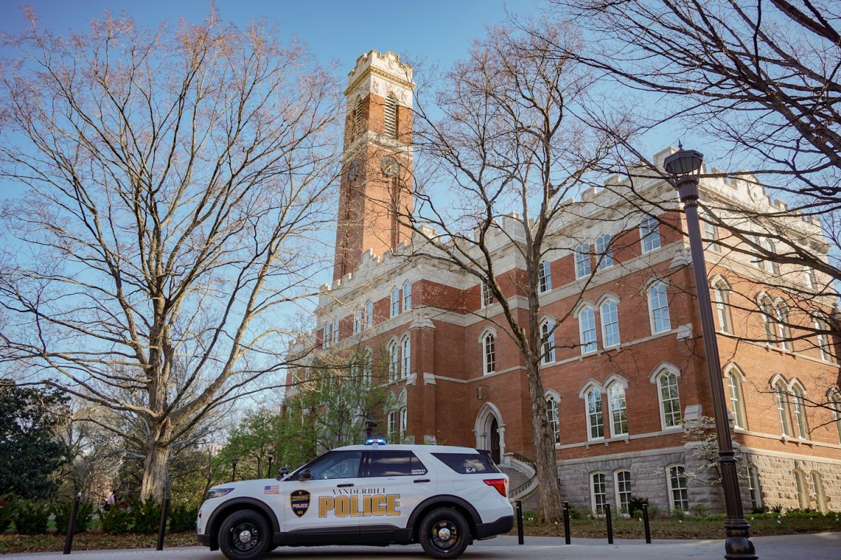 VUPD vehicle in front of Kirkland Hall, as photographed on March 26, 2024 (Hustler Multimedia/Miguel Beristain)
