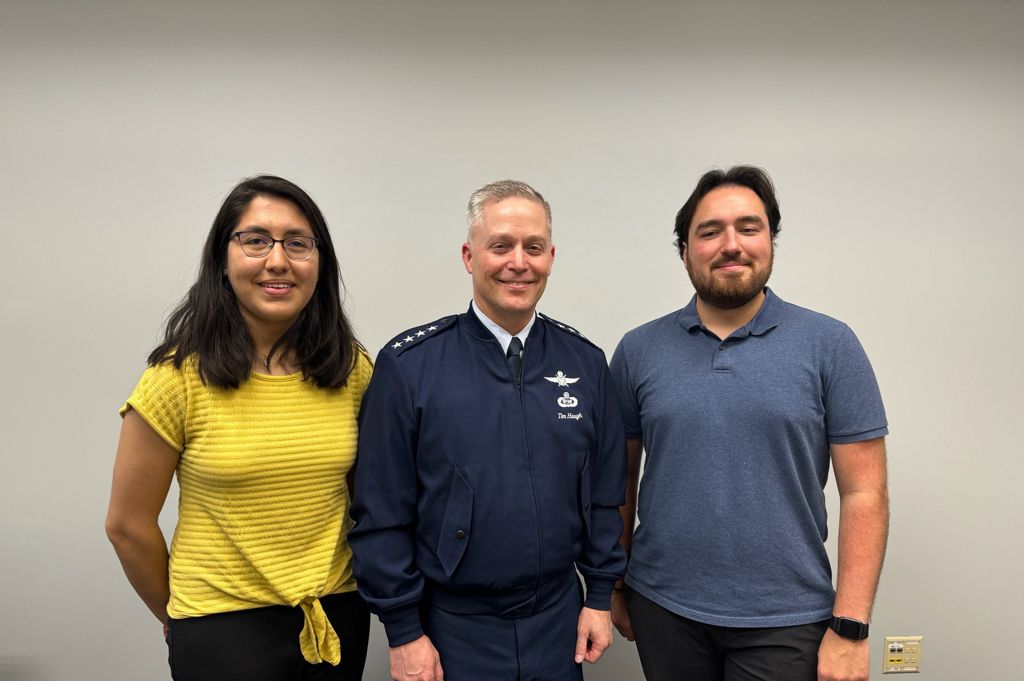 Brina Ratangee, General Timothy Haugh, Josh Rehders, left to right, as photographed on April 17, 2024. (Photo courtesy of Cameron Potts)