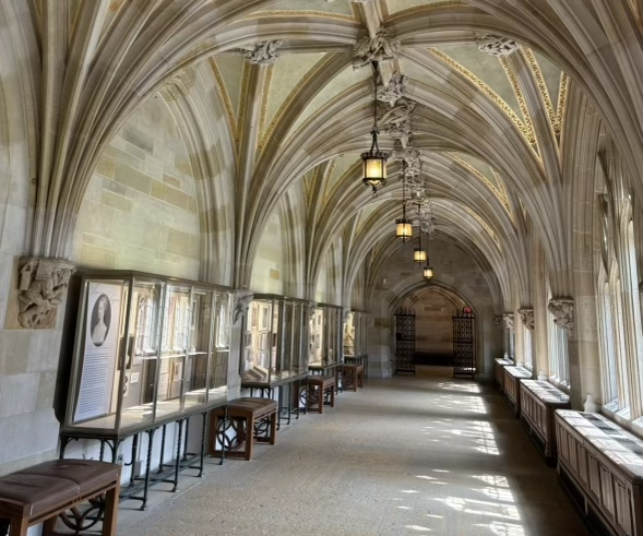 Cloister hallway in Yales Sterling Memorial Library, as photographed on April 19, 2024. (Photo courtesy of Ommay Khyr)