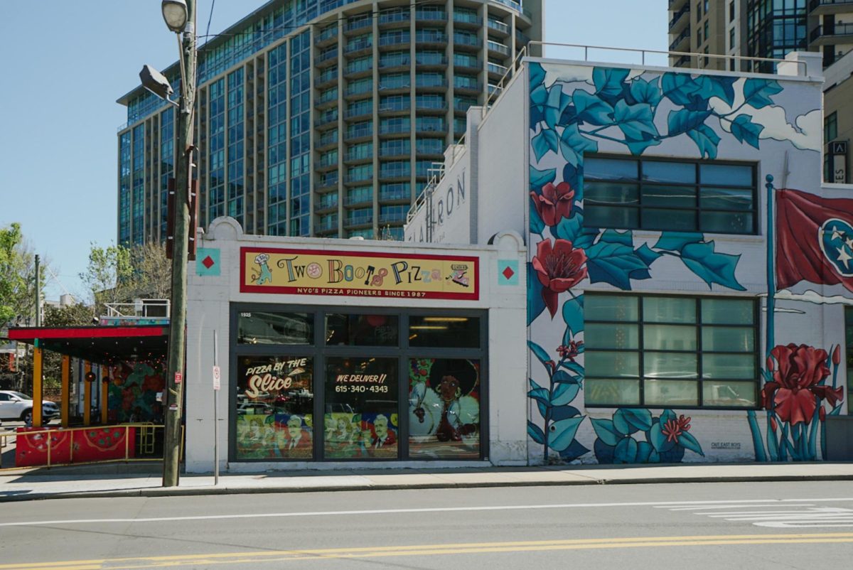 The exterior of Two Boots Pizza, as photographed on April 6, 2024. (Hustler Multimedia/Arianna Santiago)