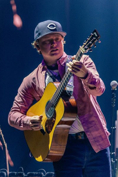 The guitarist from the band of Tyler Childers performs at Bridgestone Arena, as photographed on April 18, 2024. (Hustler Multimedia/Josh Rehders)