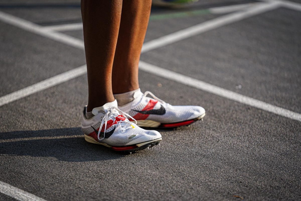 Runner’s shoes at the track meet, as photographed April 27, 2024. (Hustler Multimedia/Harmony Wang)
