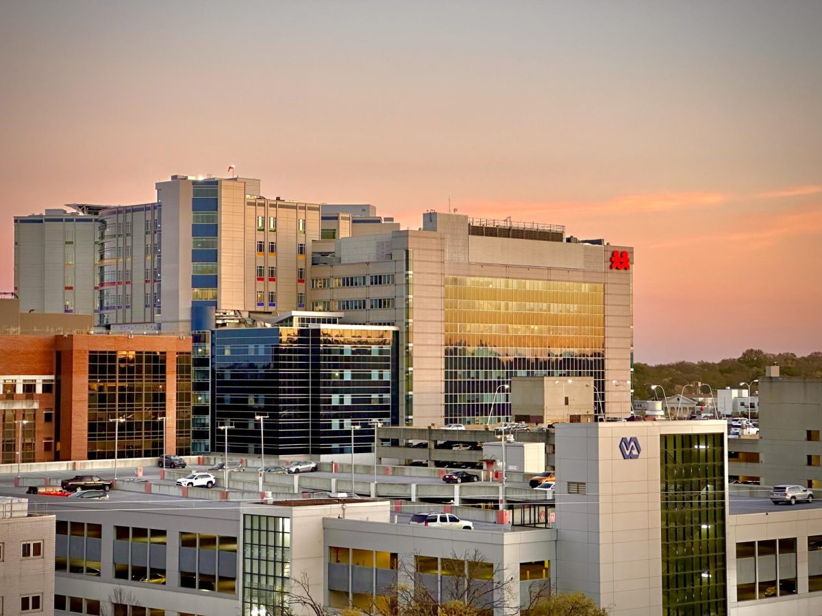 caption: Vanderbilt University Medical Center at sunset, as photographed on Nov. 2, 2023. (Hustler Multimedia/Royce Yang)