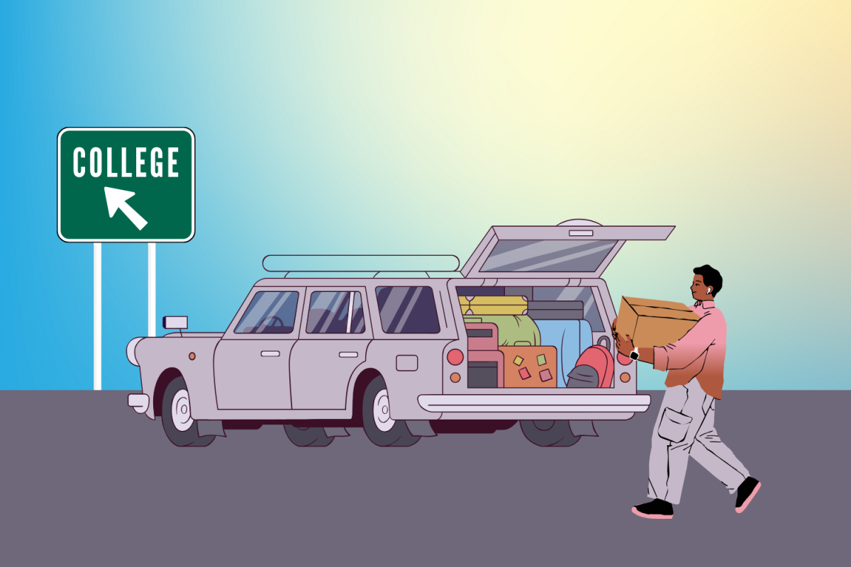 Graphic depicting a student packing his car for college. (Hustler Multimedia/Lexie Perez)