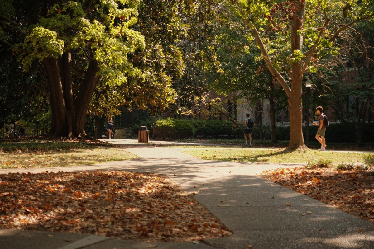 Intersection on campus with autumn leaves, as photographed on Aug. 27, 2024. (Hustler Multimedia/Nafees-ul Haque)